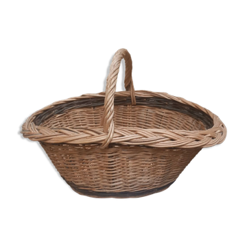 Panier ovale tressé osier et noisetier