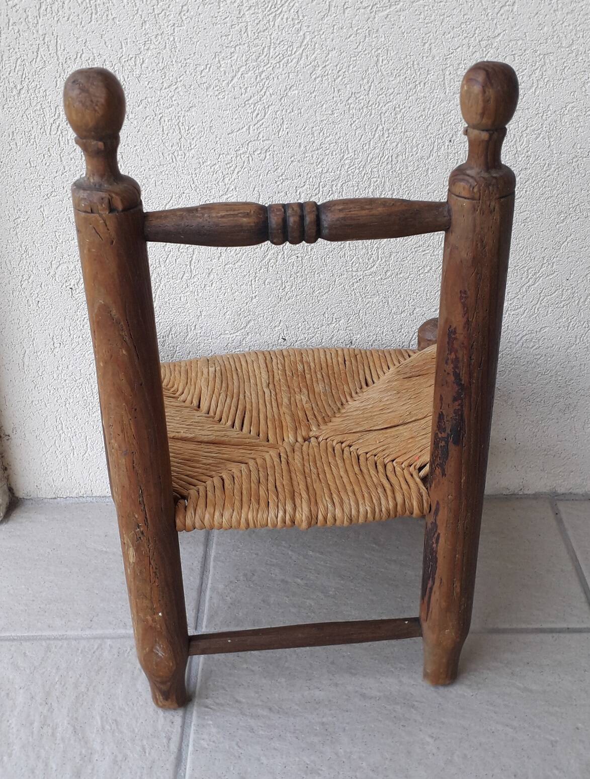 Chaise enfant bois et paille