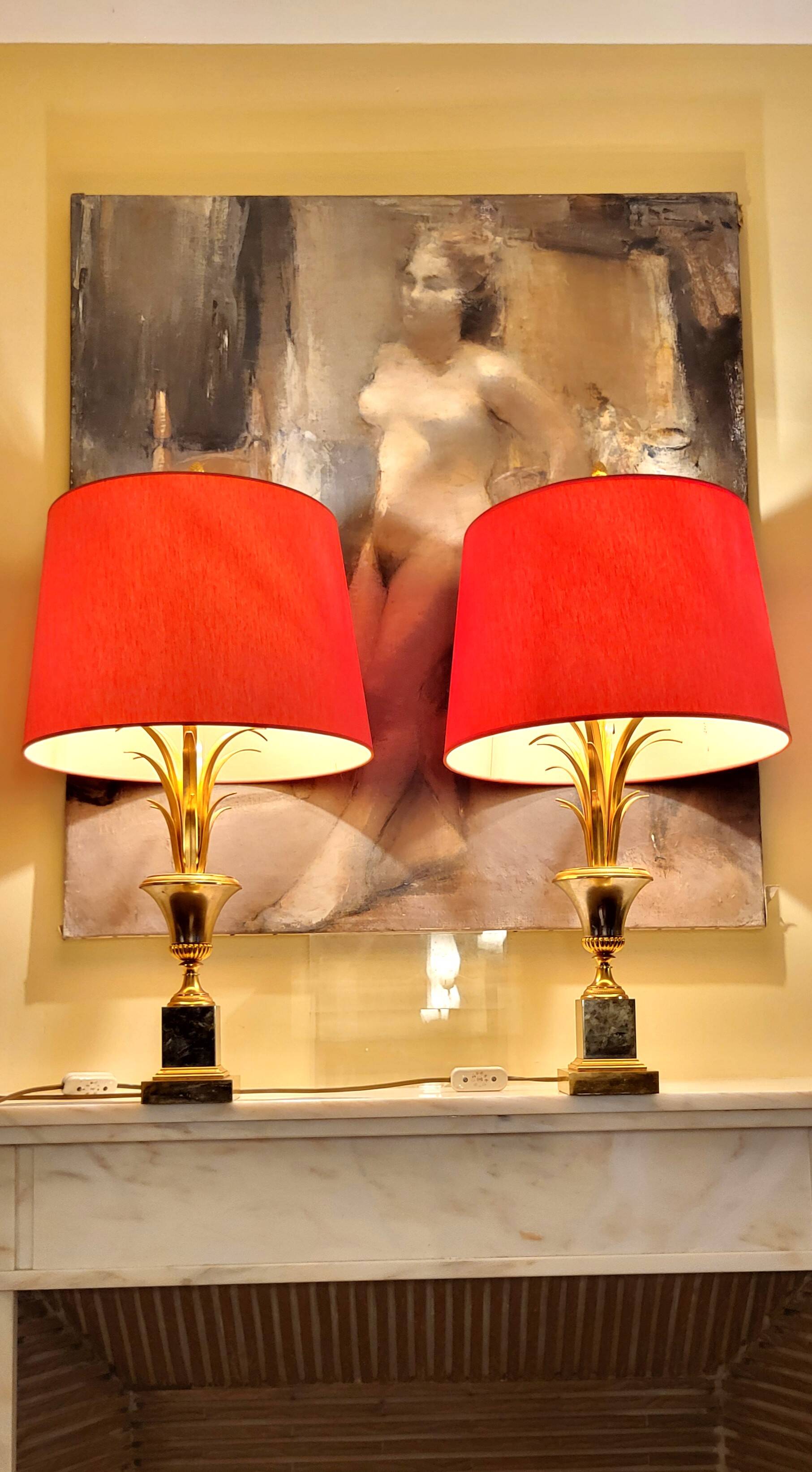 Pair of 70s Palm Tree Lamps Maison Boulanger