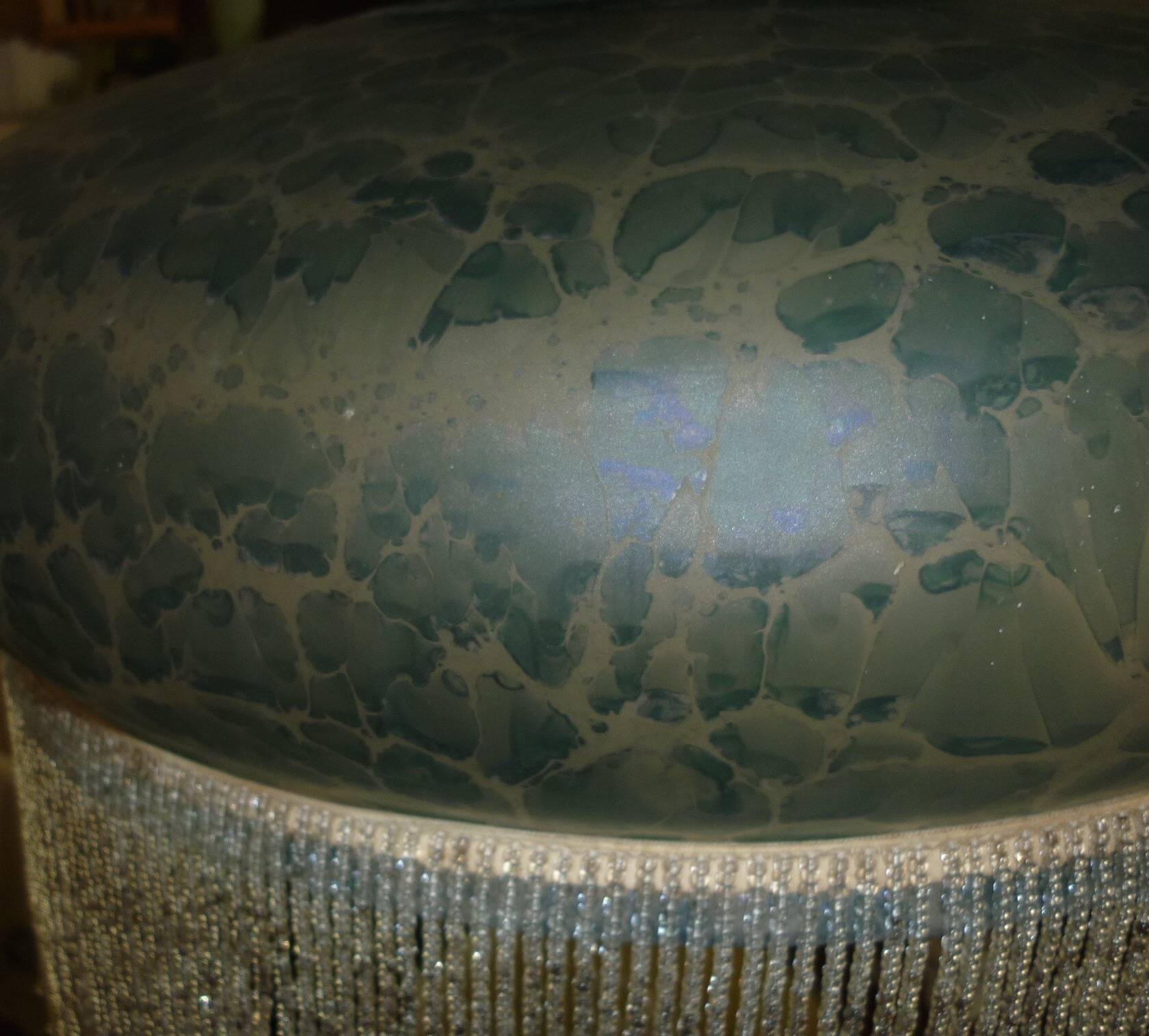 Pendant lamps in polished glass with bead fringe, Ø 40 cm