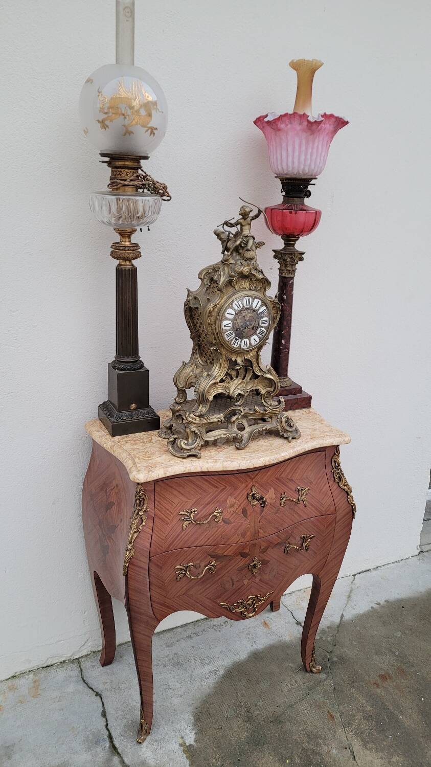 Louis XV Style Commode Stamped in Richly Decorated Rosewood Marquetry