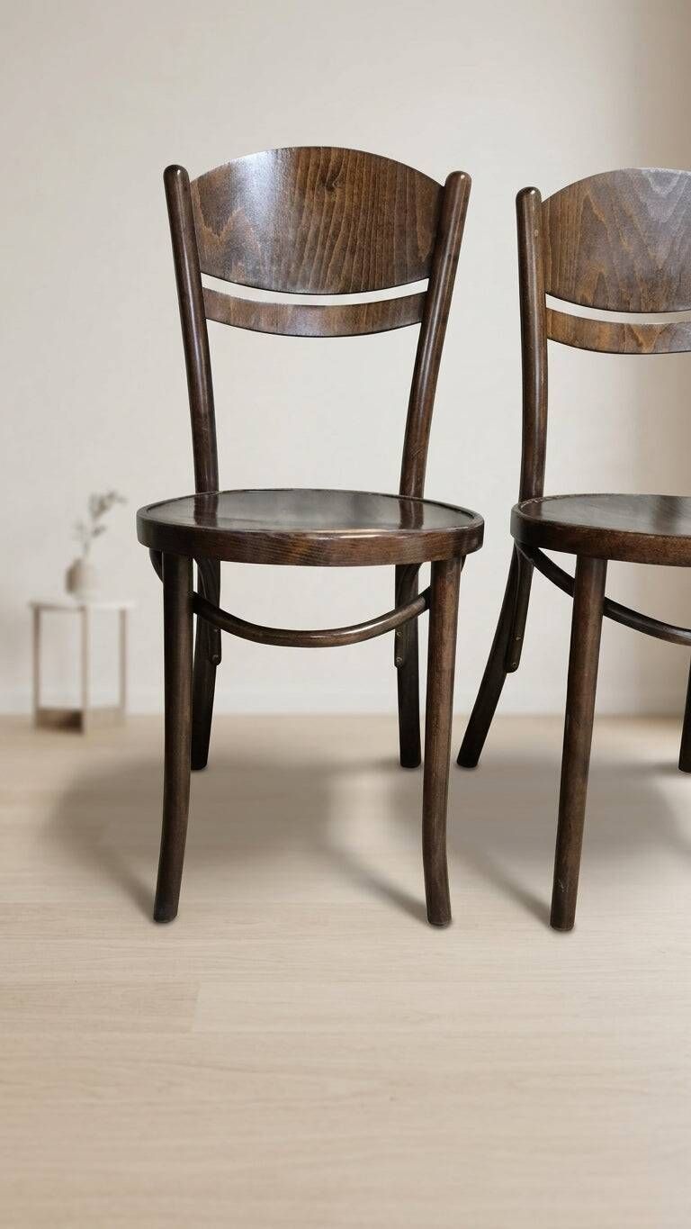 Set of 4 ton wooden dining chairs, 20th century, czechoslovak, 90 × 46 cm