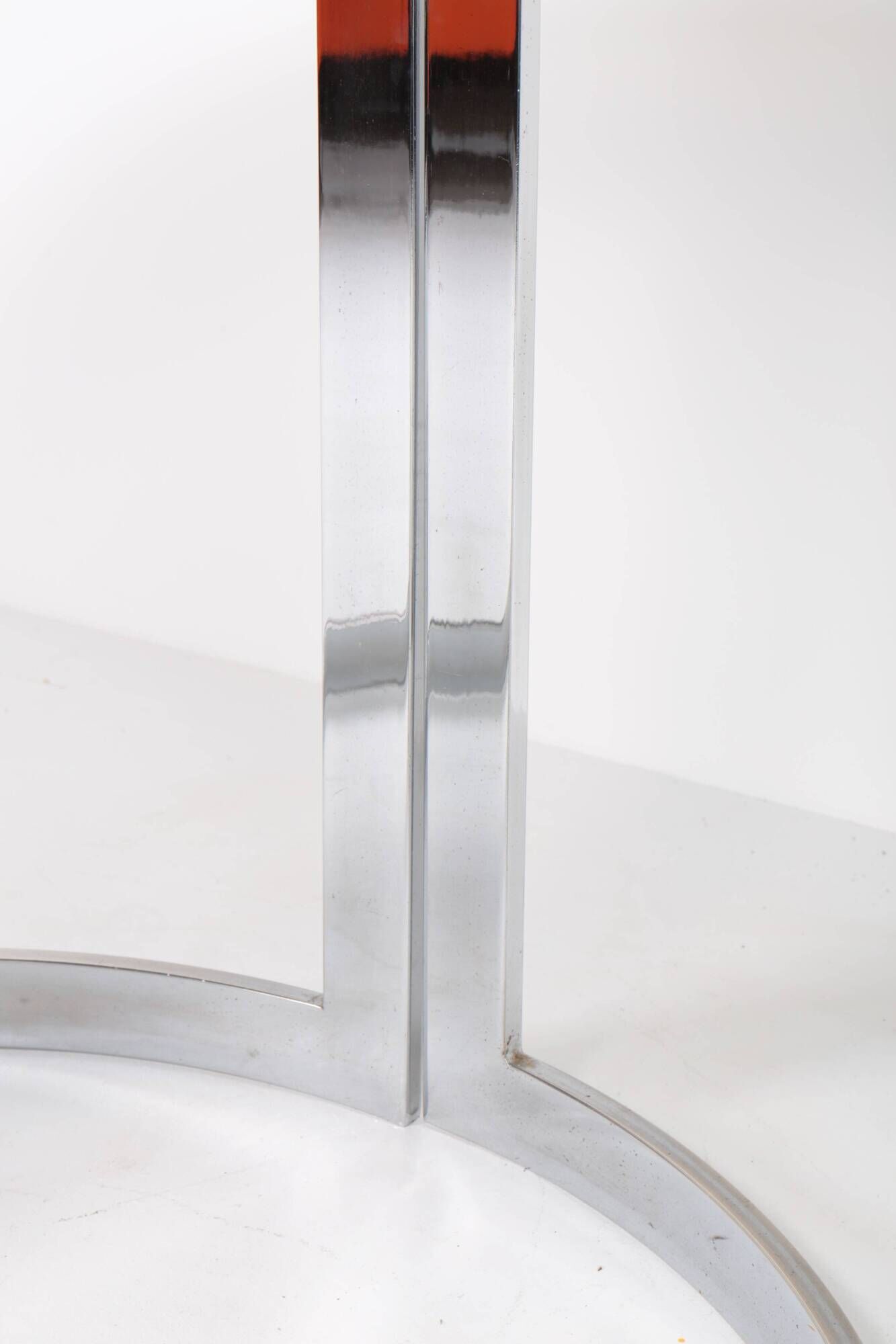 Vintage round table in chrome steel and smoked glass, 1970s