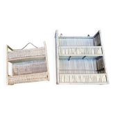 Set of 2 white rattan/wicker wall shelves – Vintage & shabby chic decor