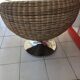 Vintage rattan half-sphere swivel ball chair