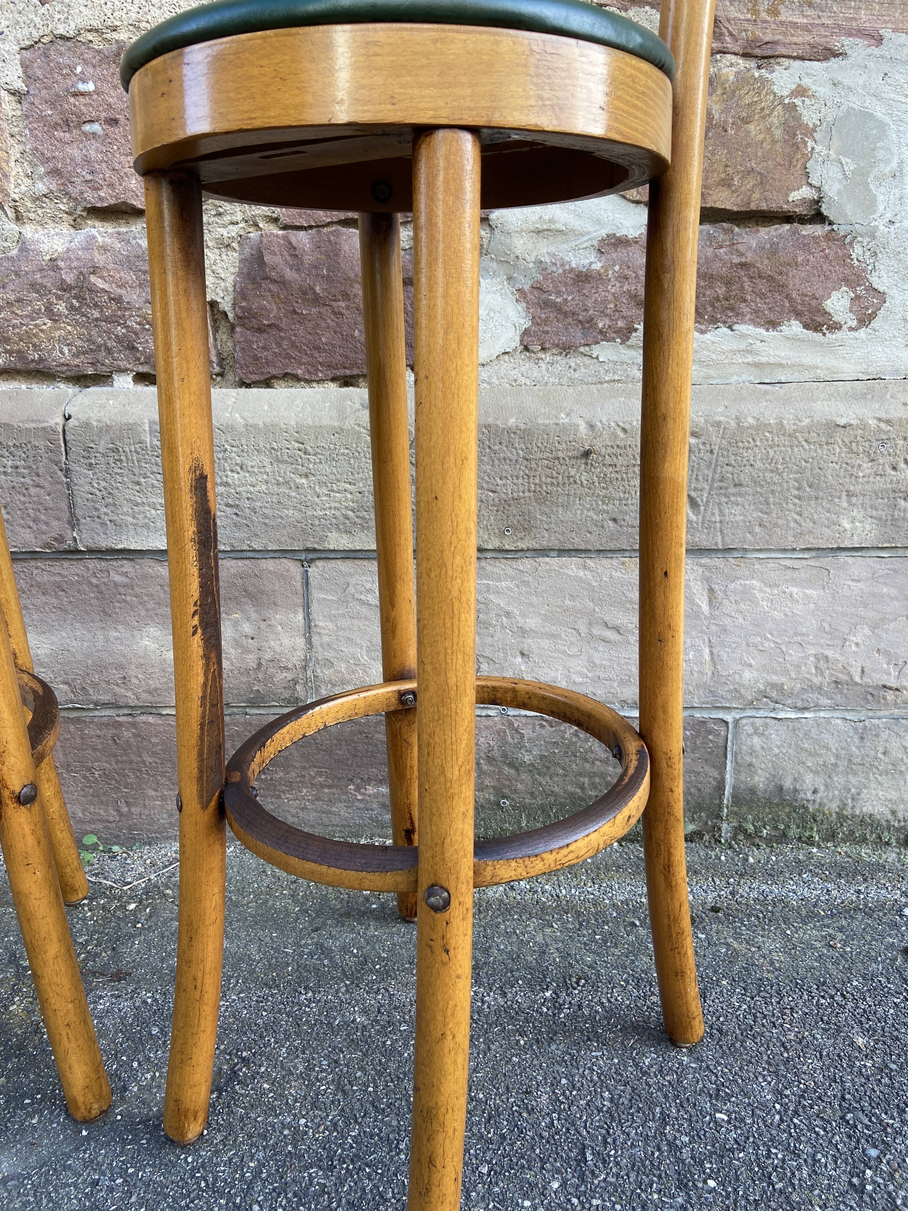 Paire de tabourets de bar bois courbé 1960