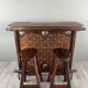 Rustic Carved Wooden Bar with Stools and Wine Chest, 20th Century