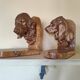 Paire de serres livres têtes de chiens en régule sur plaque de marbre, signé Lecourtier - sculptures
