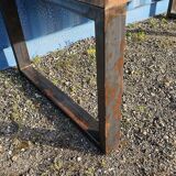 Industrial teak and metal table