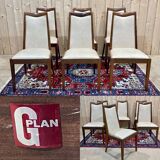 Suite de 6 chaises GPlan en teck et assise en skai des années 1970