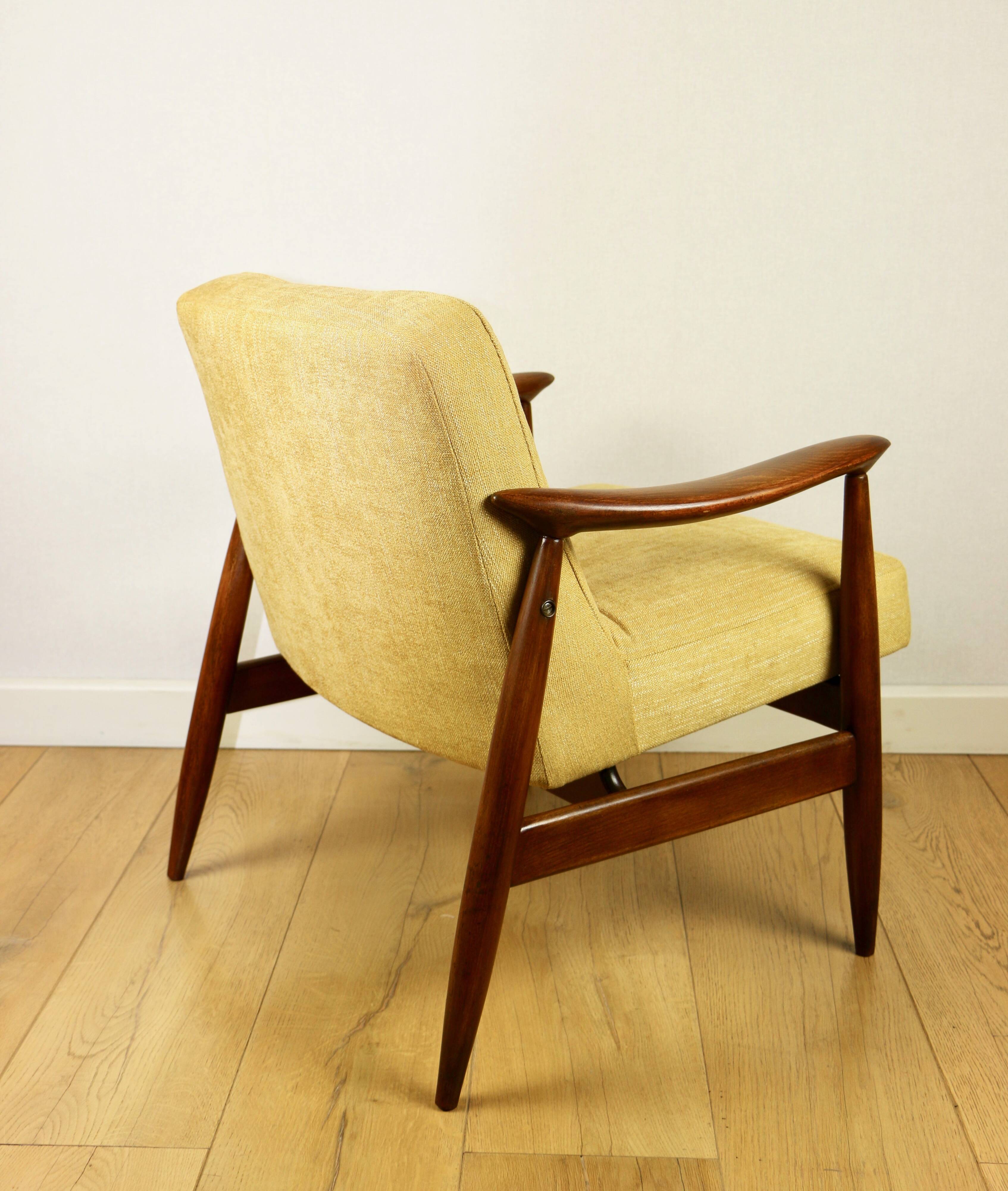 Light Yellow GFM63 Lounge Chair by J. Kedziorek, 1970s