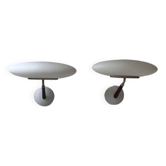 Pair of vintage Pao wall lights, opaline, by Matteo Thun for Arteluce, Italy, 1990