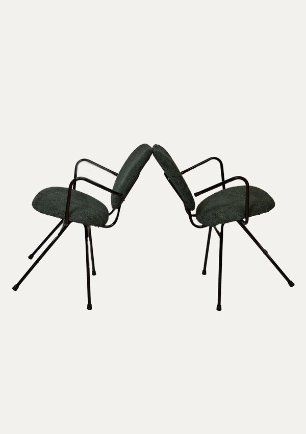 Paire de chaises avec accoudoirs  Jacques Hitier I Années 1950