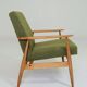 Fauteuil en tissu bouclé vert olive, 1960