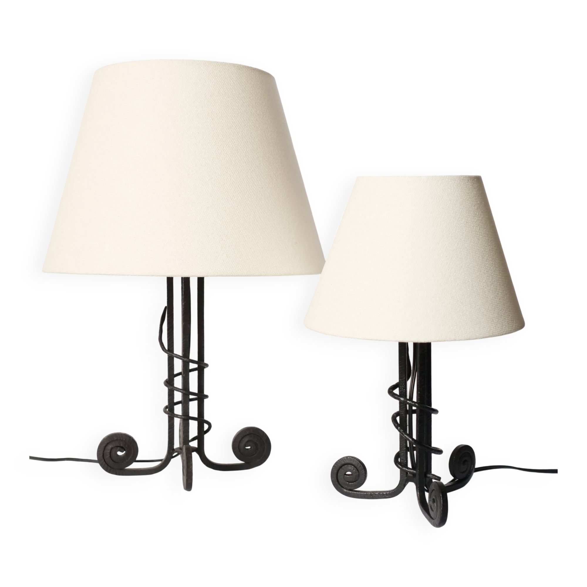 Pair of Art Deco lamps in wrought iron circa 1930