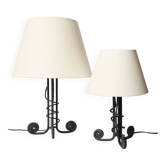 Pair of Art Deco lamps in wrought iron circa 1930