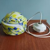 Multicolored veined opaline pendant lamp, 60s