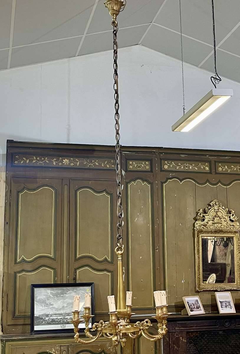 Bronze chandelier 6 lights from the 1950s
