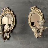 Pair of antique bronze candle holders