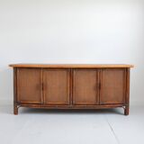 Buffet / Wooden and rattan sideboard 1960s / 1970s vintage