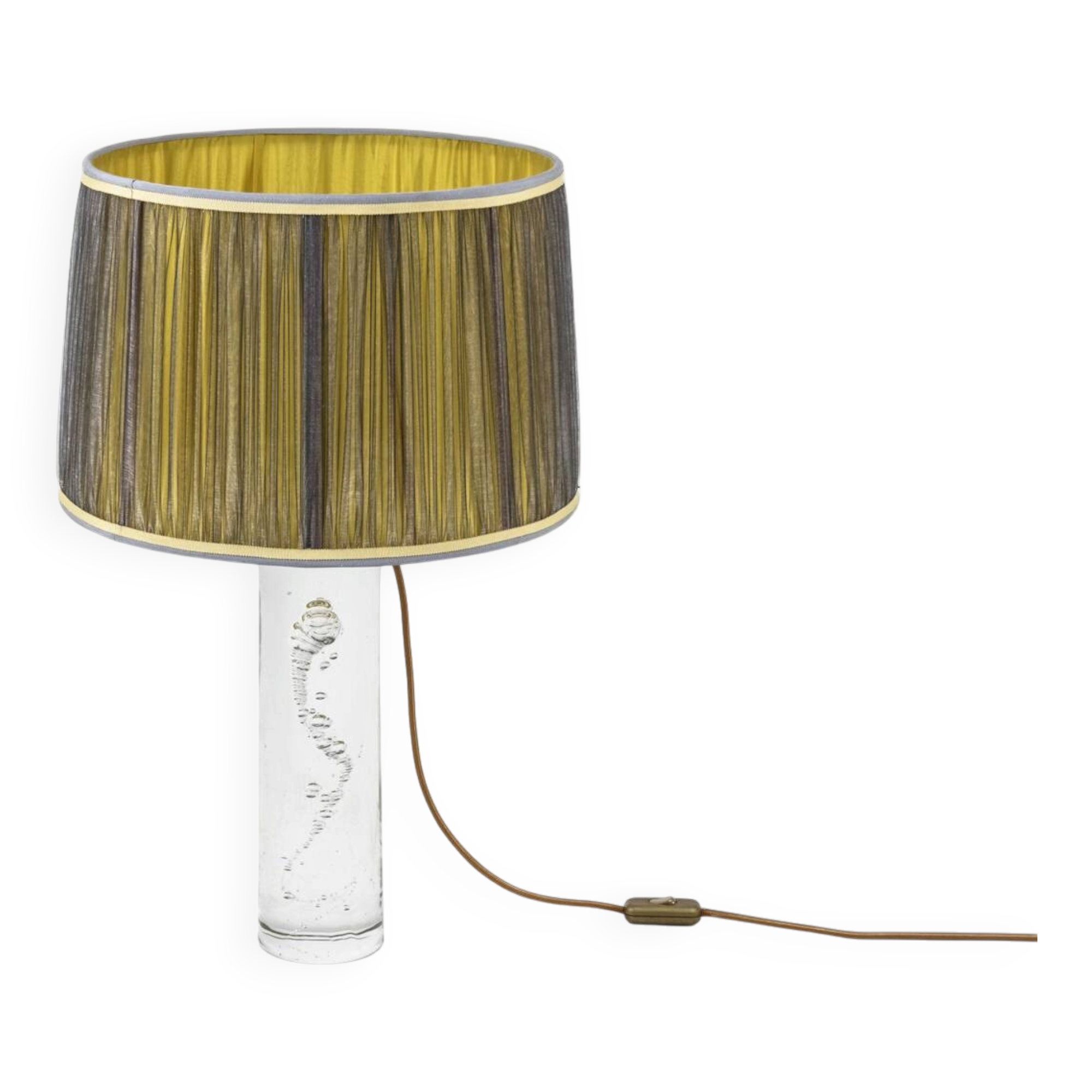 Daum France, cylindrical bubble glass lamp, circa 1975