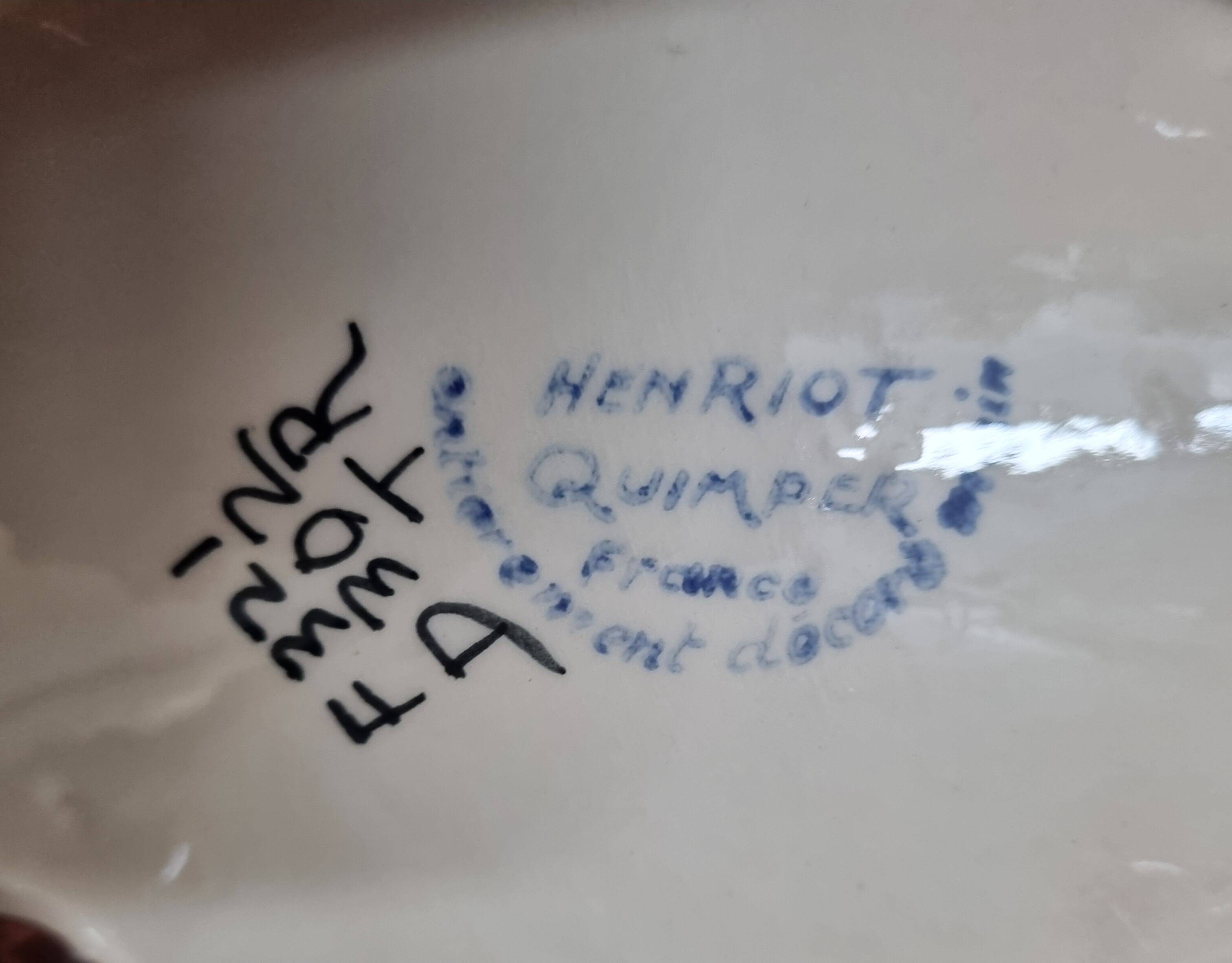 HB Henriot earthenware soup tureen, Quimper Brittany