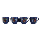 Vintage coffee set - blue and red flower patterns