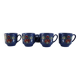 Vintage coffee set - blue and red flower patterns