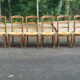 6 Provençal Louis XV chairs in solid wood with rush seats from 1970.