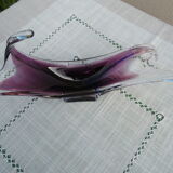 Empty pocket in mauve and transparent blown glass