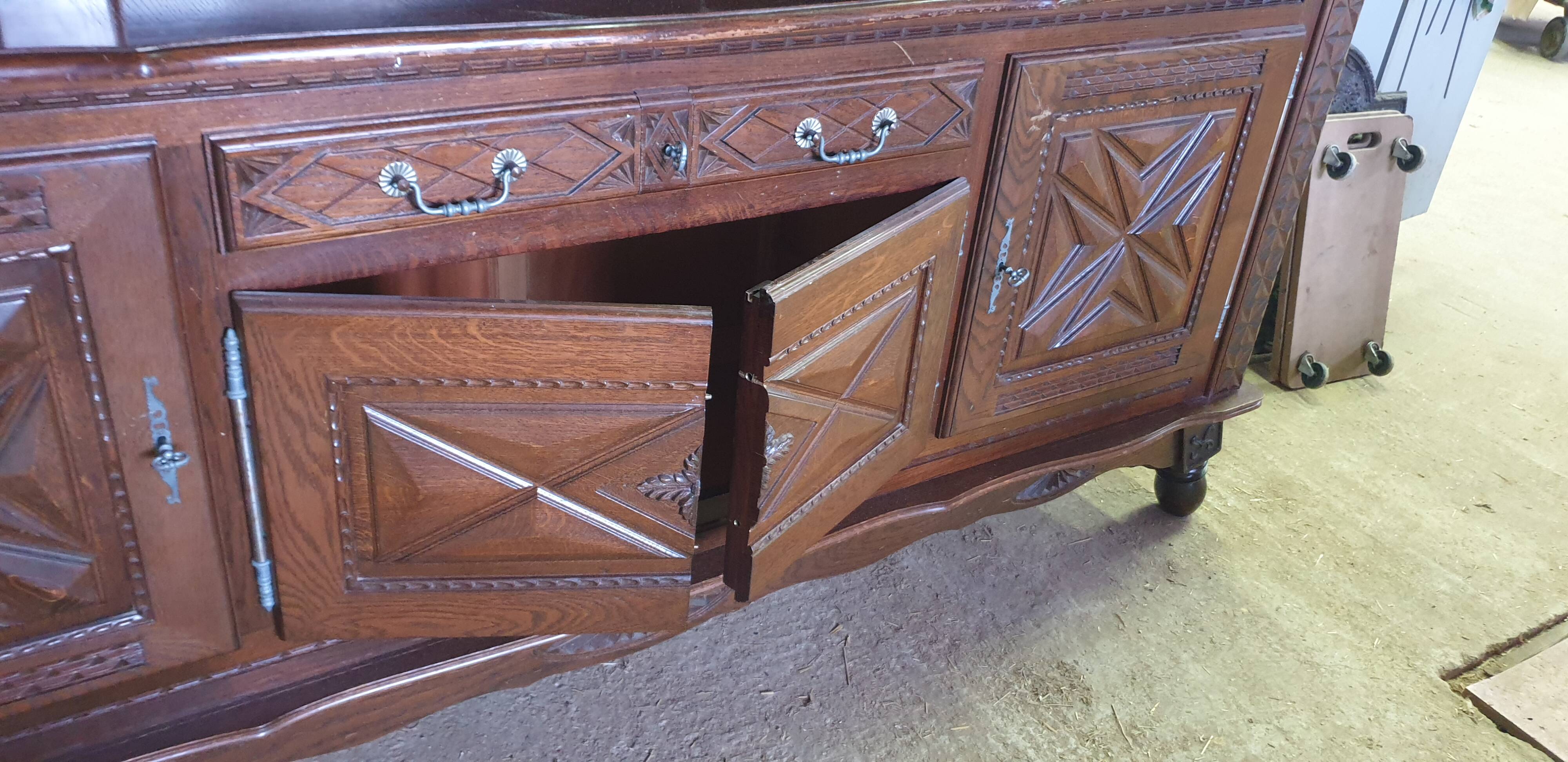 Imposing Basque furniture with regional crosses and original central door - 20th century