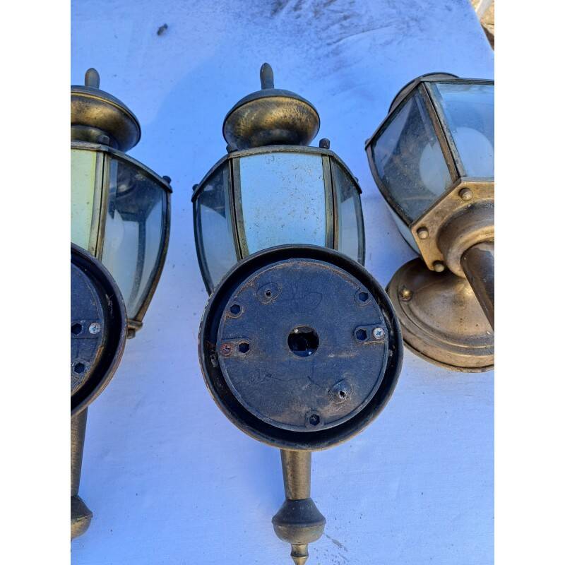 3 appliques laiton et verre