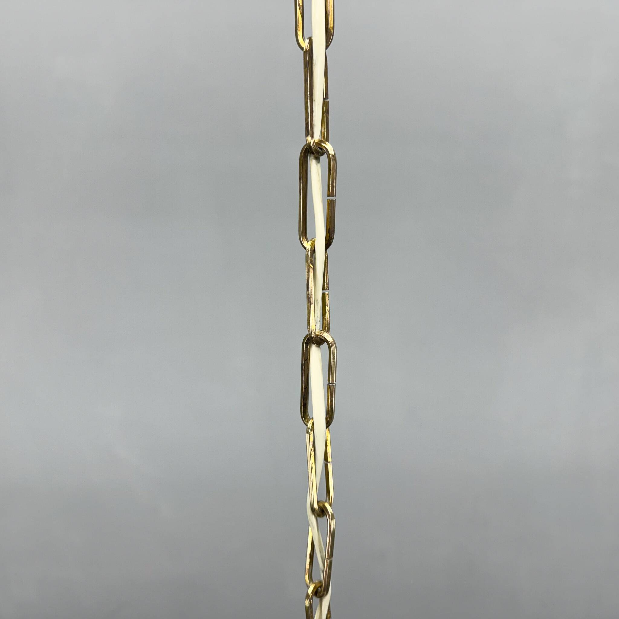 1970s Brass & Pressed Glass Chandelier, Czechoslovakia