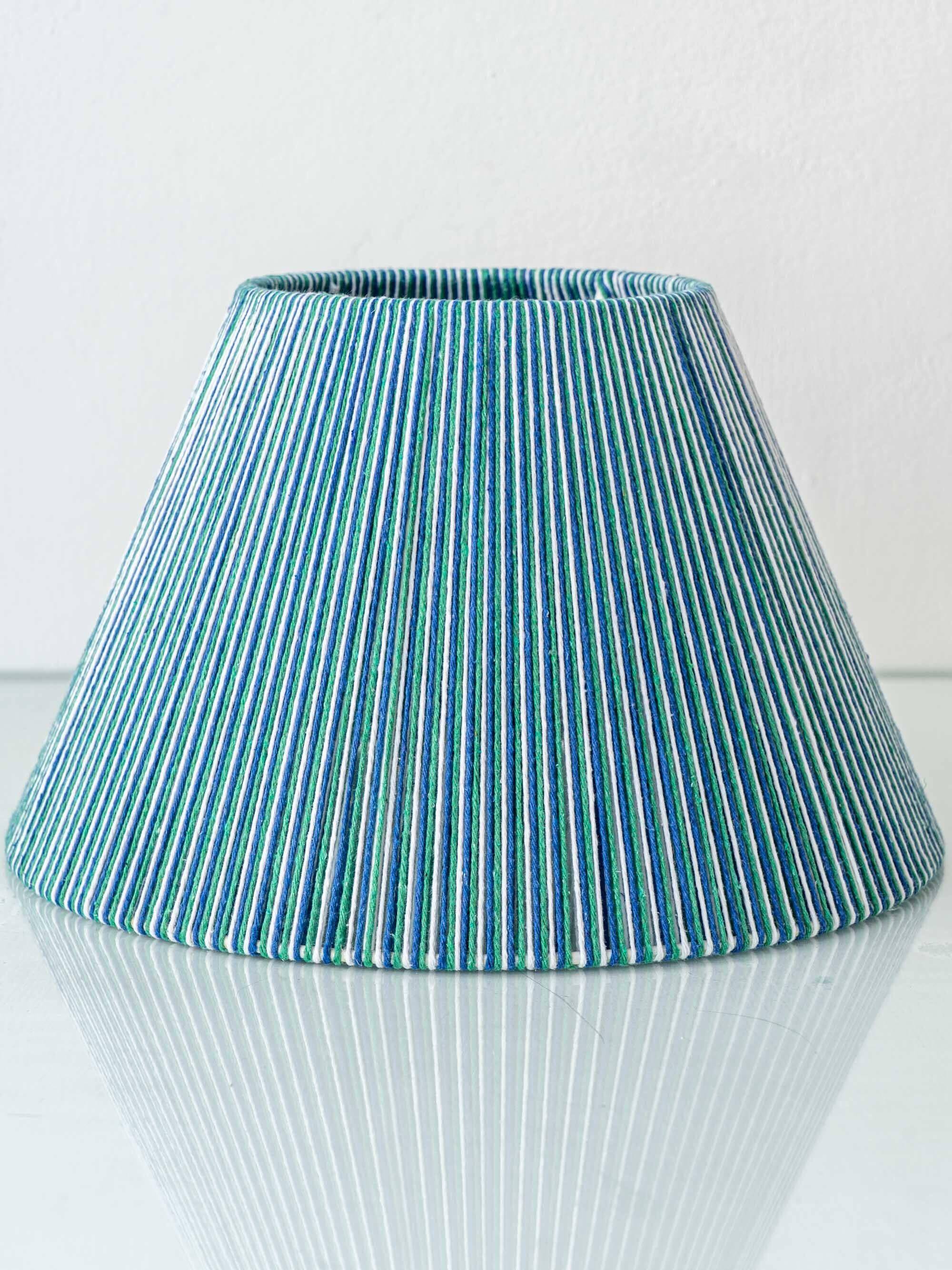 Fajalauza ceramic table lamp with hand-woven shade, Granada, Spain.