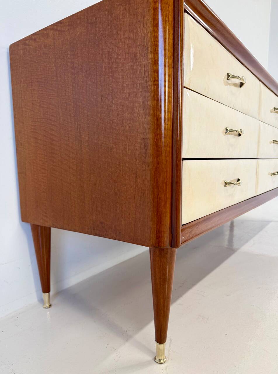 1950s Italian Chest of Drawers in Parchment, Attributed to Paolo Buffa