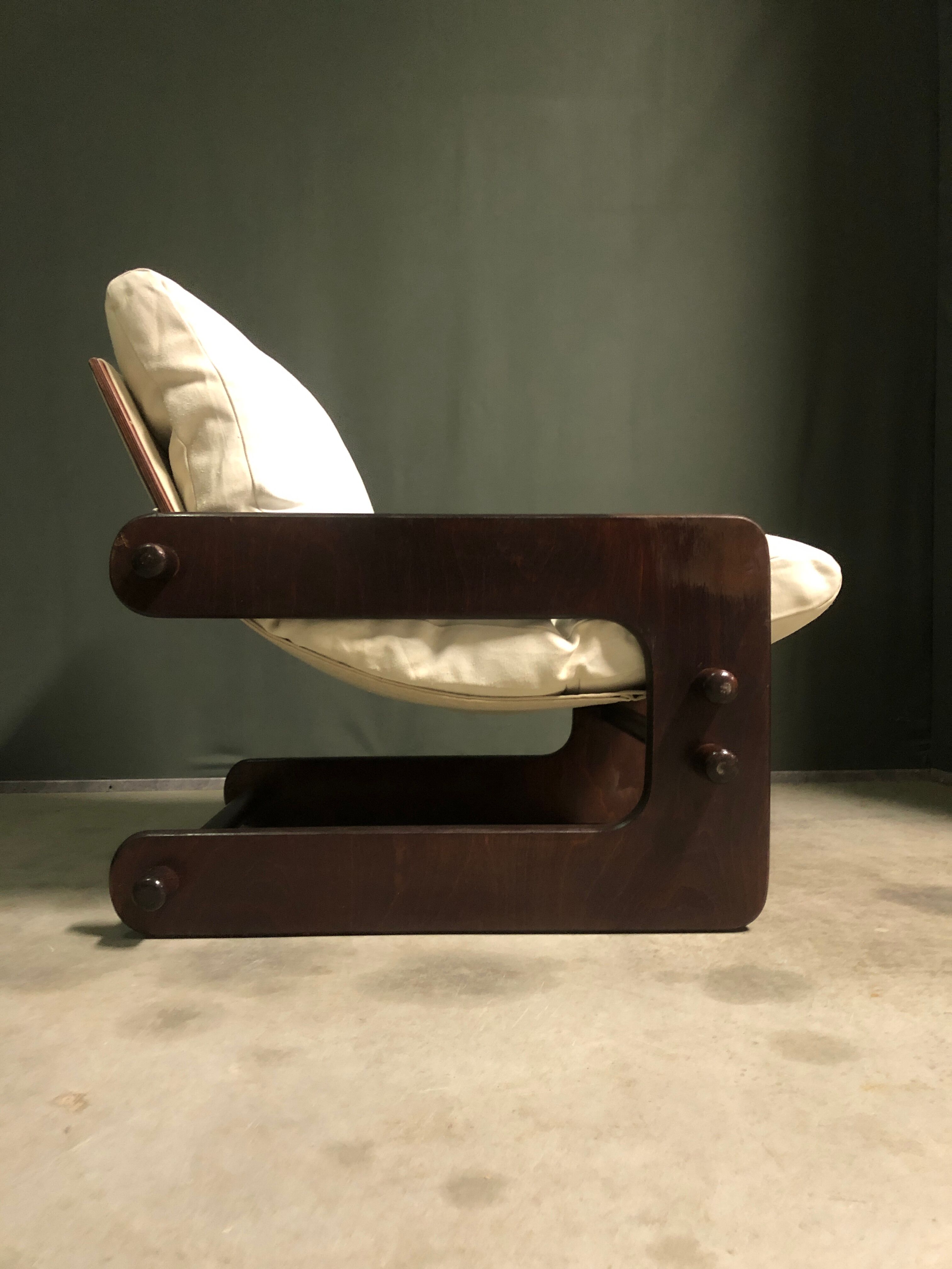 1980's Brazilian sling lounge chair.
