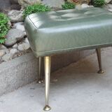 Stool footrest in green skaï
