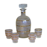 Service à digestif en verre sablé -carafe et verres anciens années 50