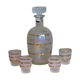 Digestive service in sandblasted glass - carafe and old glasses 50s