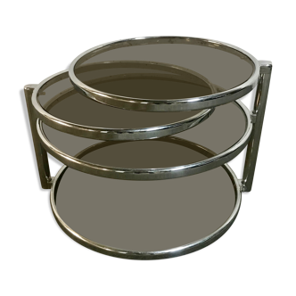 Round coffee table 3 removable trays 1970