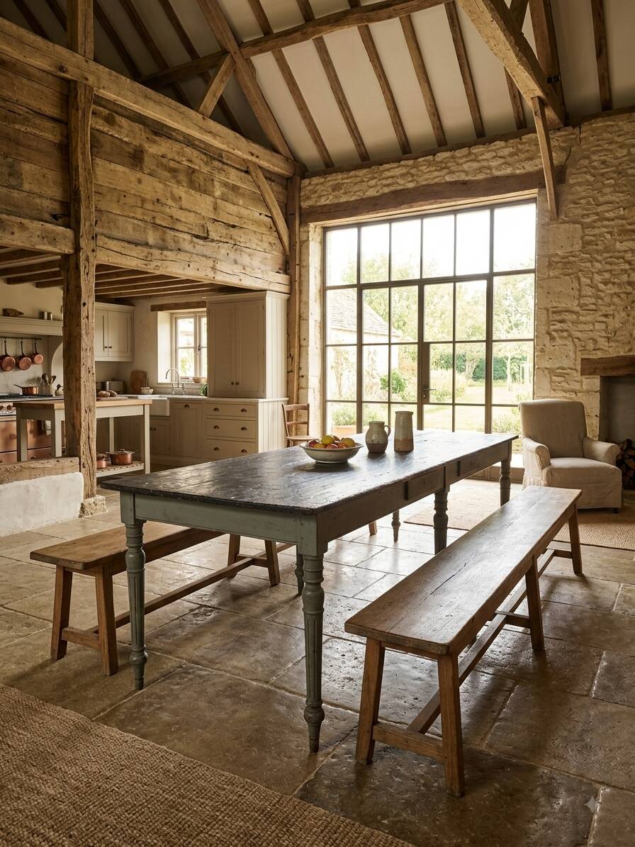 Old farmhouse table, 300 × 108cm