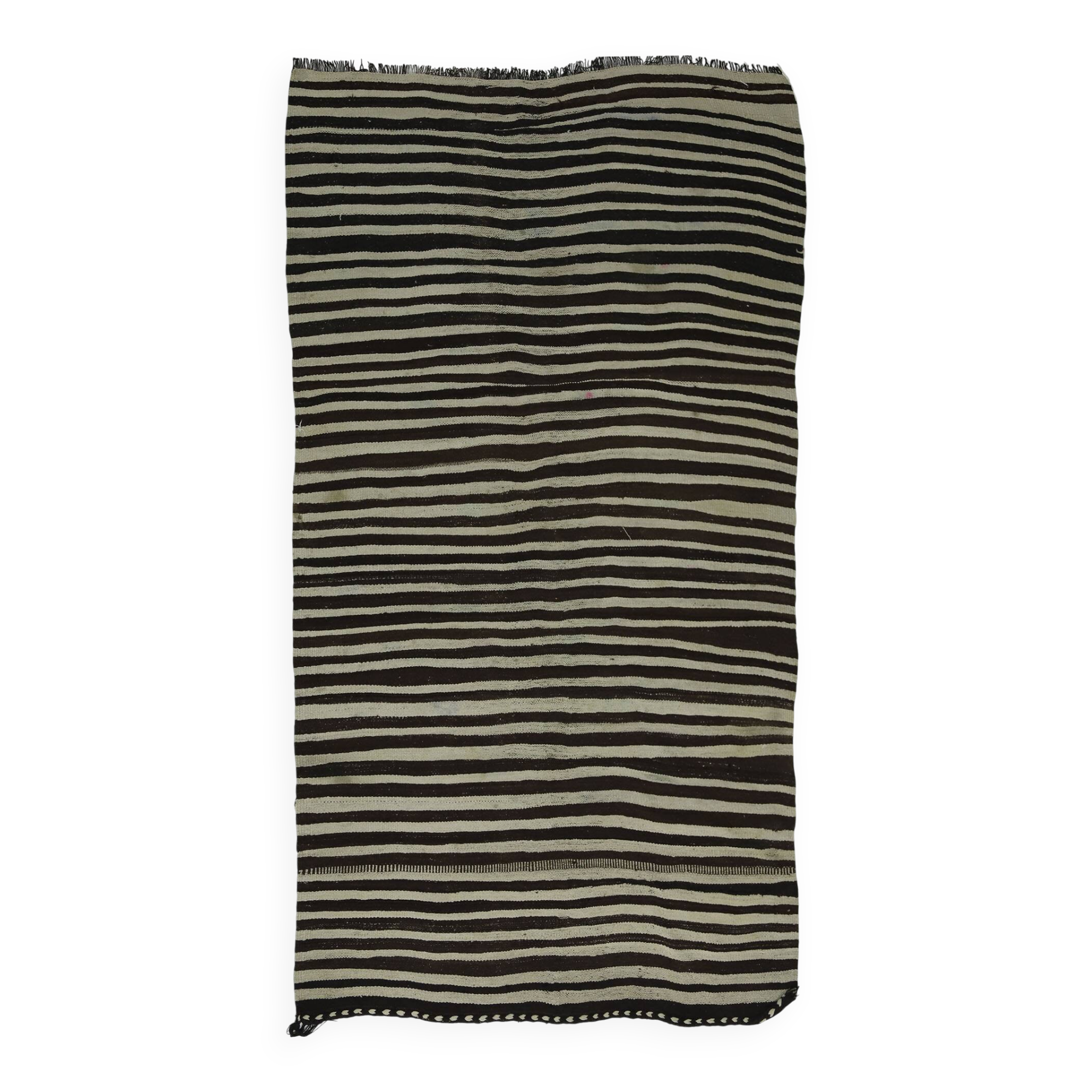 Turkish Kilim Konya Vintage 154x260 cm Beige Black Stripes