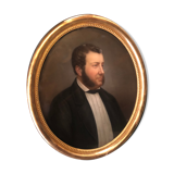 Pastel on paper "Man with favorites" signed, framed under glass 1862