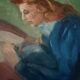 Table oil on cardboard woman elongated years 40-50