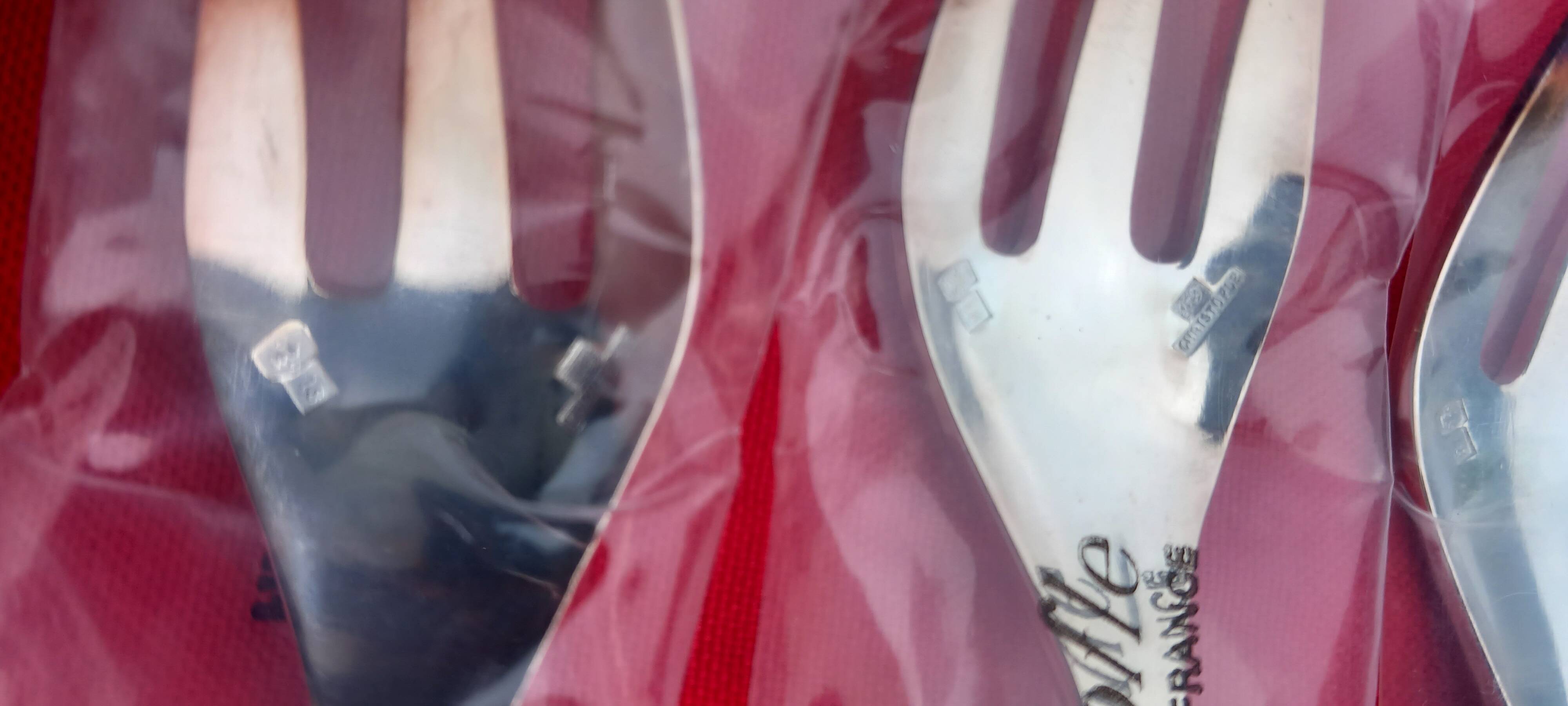 Christofle 6 silver metal forks model orly design lino sabattini