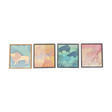 Set of 4 vintage frames ~ 70 for jungle decoration