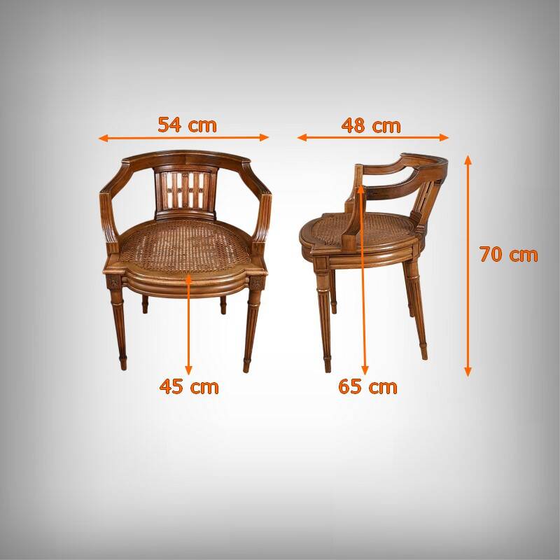 Small Office Armchair in Walnut, Louis XVI style – Late 19th century