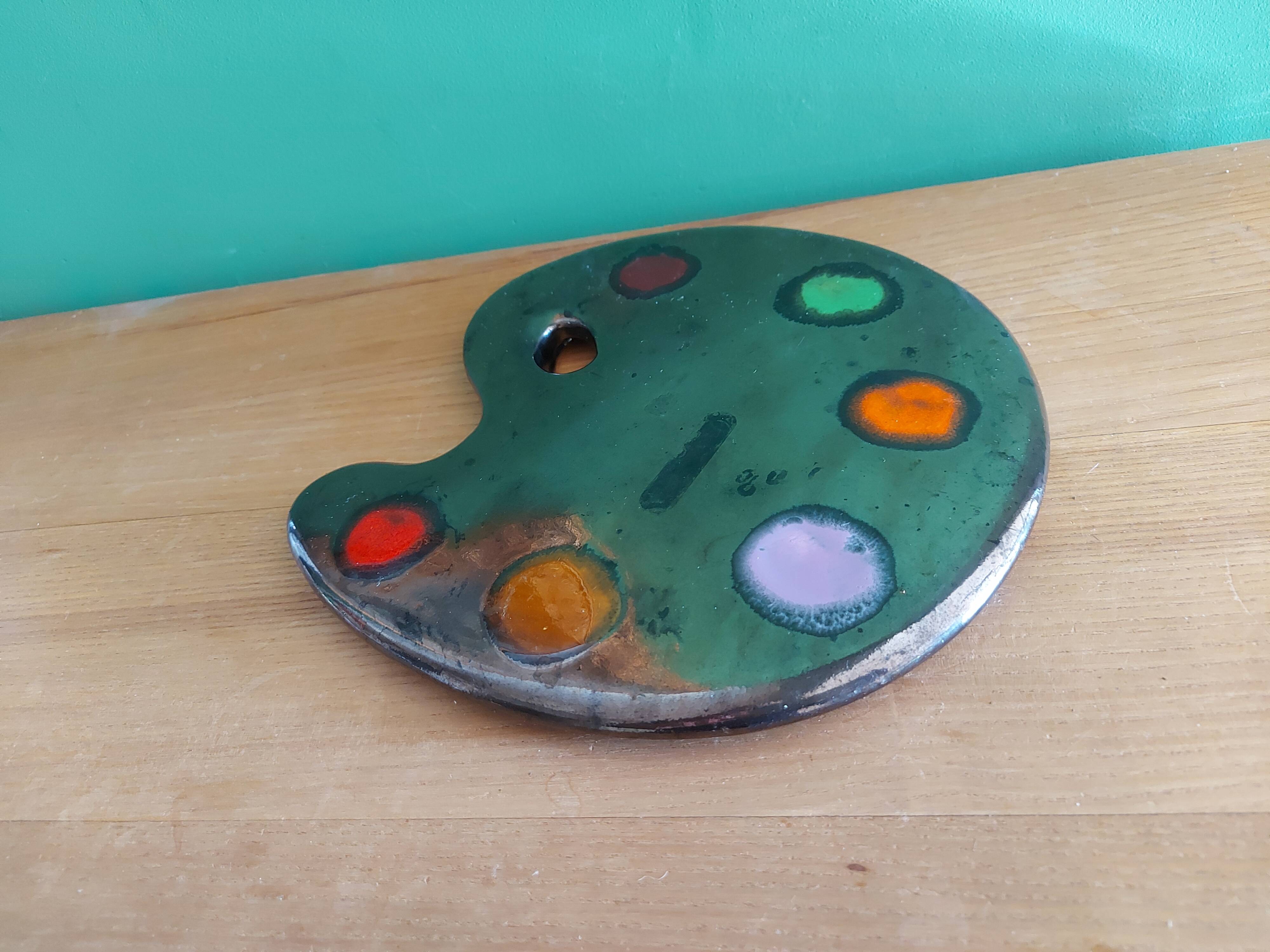 Dessous de plat en céramique vintage en forme de palette de peinture