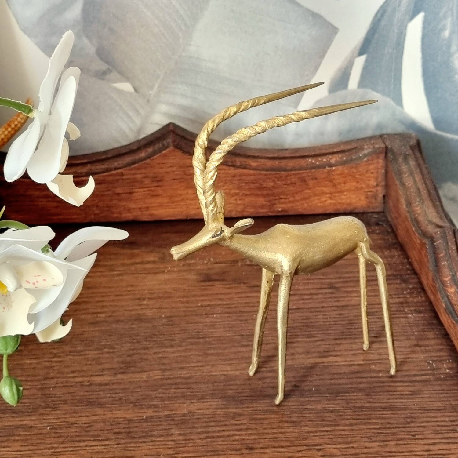 Chiseled brass antelope