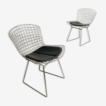 Pair of chrome side chairs by Harry Bertoia for Knoll